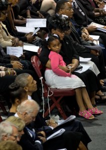 Malana Pinckney checks out the president of the United States. Photo: Stephen Crowley/The New York Times