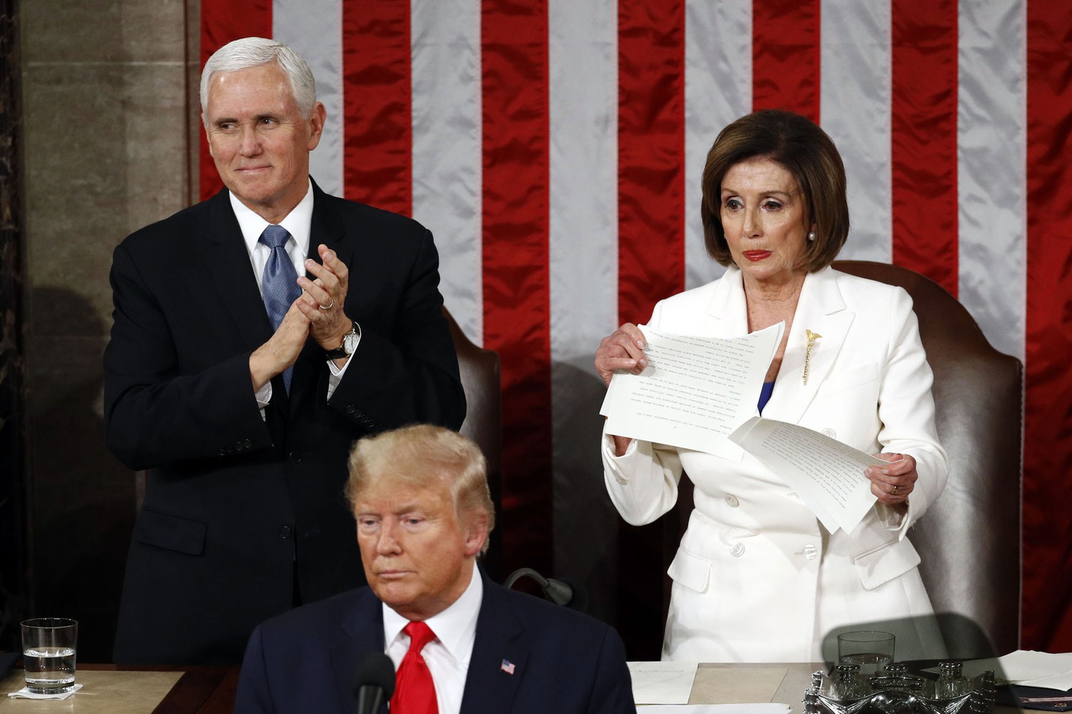Pelosi tearing Trump speech